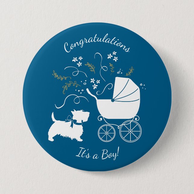 Scotty dog Baby Shower Button (Front)