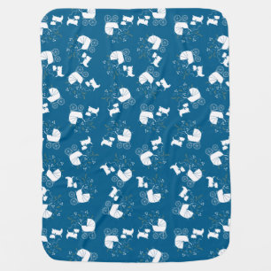 Scotty Dog Baby Shower Puppy Scottish Terrier Blue Baby Blanket
