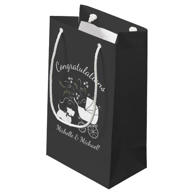 Scotty Dog Baby Shower Puppy Scottish Terrier Gray Small Gift Bag (Back Angled)