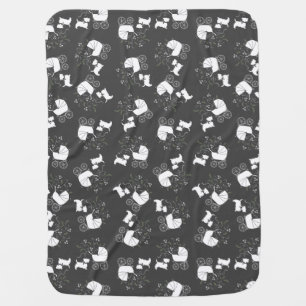 Scotty Dog Baby Shower Puppy Scottish Terrier Grey Baby Blanket