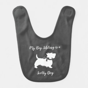Scotty Dog Baby Shower Puppy Scottish Terrier Grey Bib