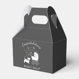 Scotty Dog Baby Shower Puppy Scottish Terrier Grey Favor Boxes