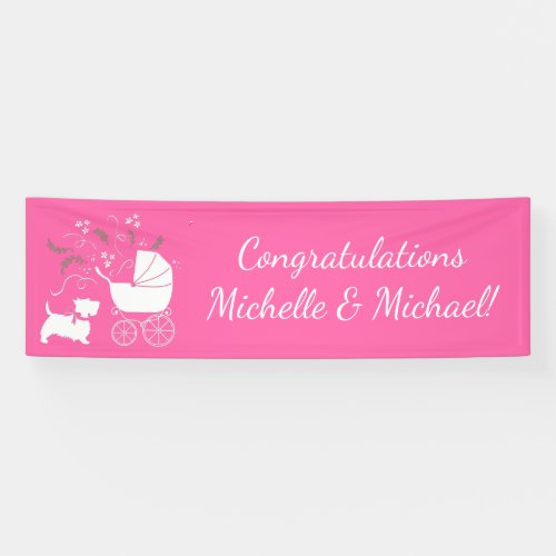 Scotty Dog Baby Shower Puppy Scottish Terrier Pink Banner