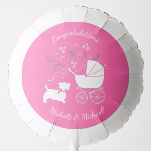 Scotty Dog Baby Shower Scottish Terrier Pink Balloon