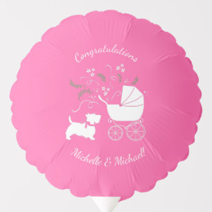 Scotty Dog Baby Shower Scottish Terrier Pink Balloon