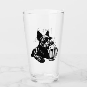 Scotty Dog Drinking Beer Personalized Pint Glass