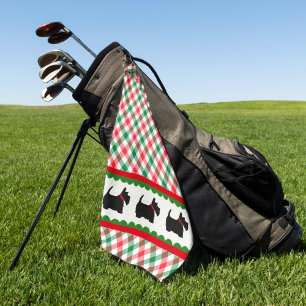 Scotty Dog Green Red White Plaid Check  Golf Towel