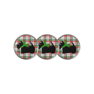 Scotty Dog Holiday Plaid Golf Ball Marker