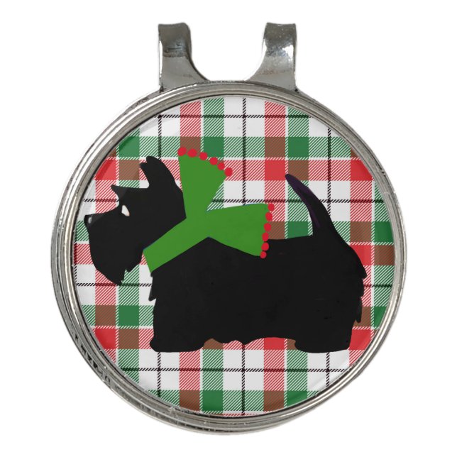 Scotty Dog Holiday Plaid Golf Hat Clip (Front)