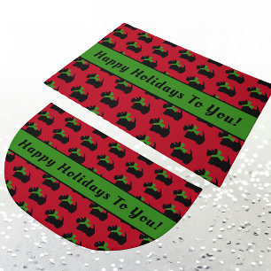 Scotty Dog Personalized Red Christmas Holiday Doormat