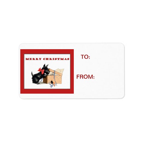 Scotty Dog Scottish Terrier Christmas package Tag