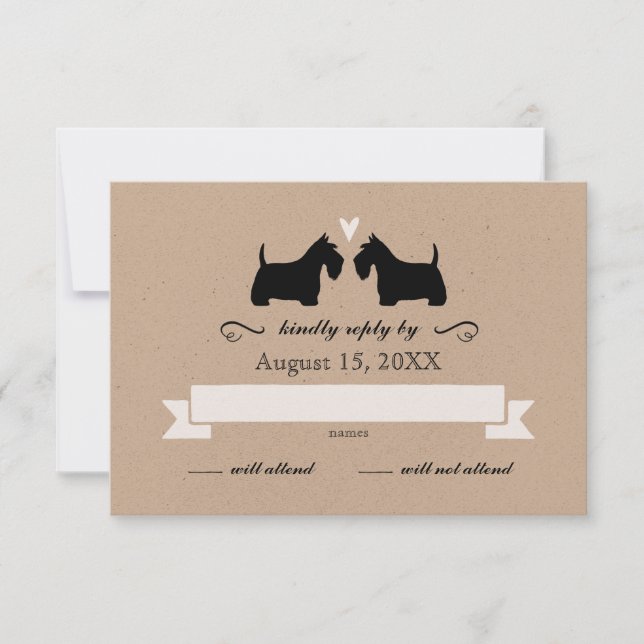 Scotty Dog Silhouettes Wedding RSVP Response (Front)