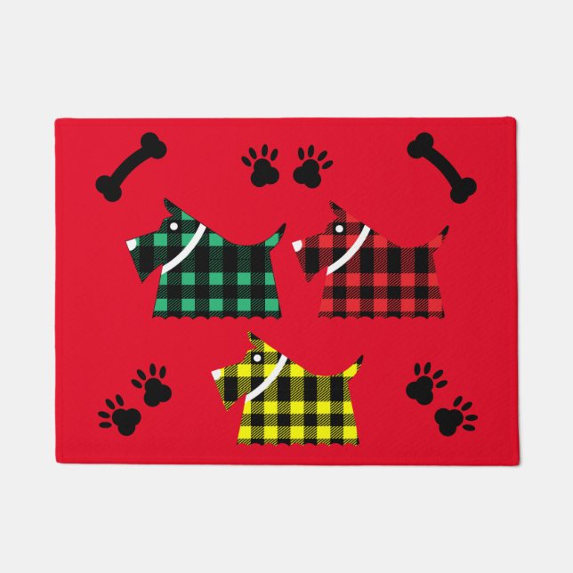 Scotty Terrier Dogs Cute Funny Terriers Breeds Thr Doormat (Front)