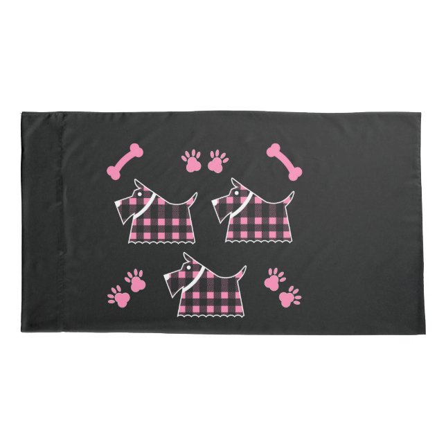 Scotty Terrier Dogs Cute Funny Terriers Breeds Thr Pillow Case (Back)