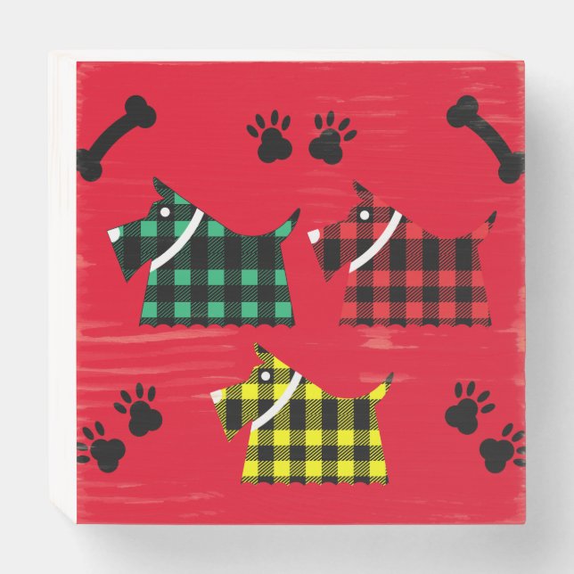Scotty Terrier Dogs Cute Funny Terriers Breeds Thr Wooden Box Sign (Front Horizontal)