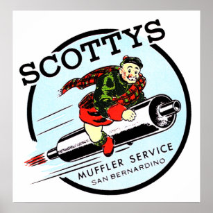 Scotty's Muffler Service Vintage Hot Rod Logo Post Poster