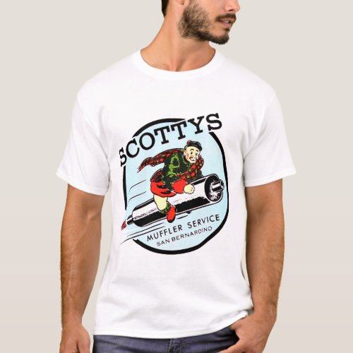 Scottys Muffler Service Vintage Hot Rodders Logo T_Shirt