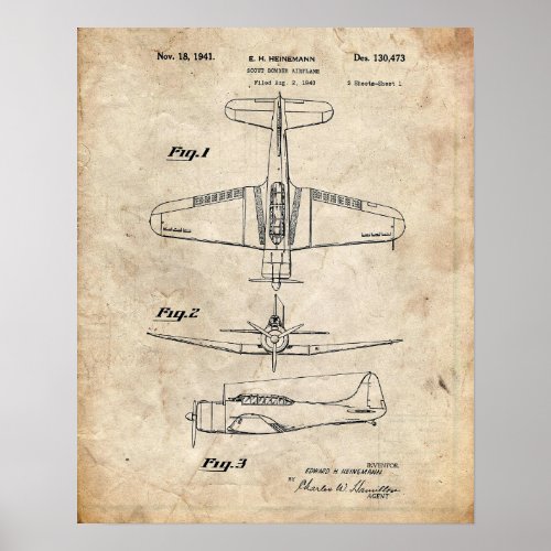 Scout Bomber Airplane Patent Poster