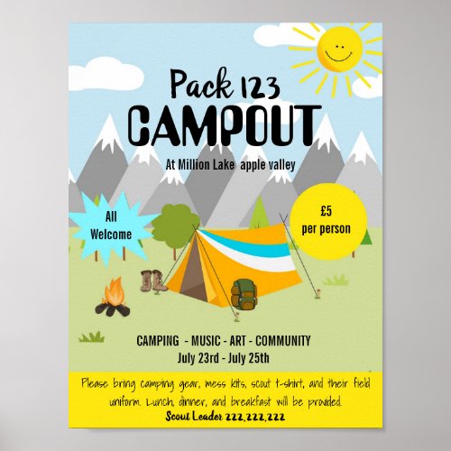 scout Camp  theme event Poster