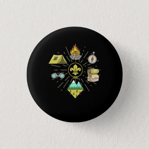 Scout Campfire Camp Compass Hiking Adventure Button