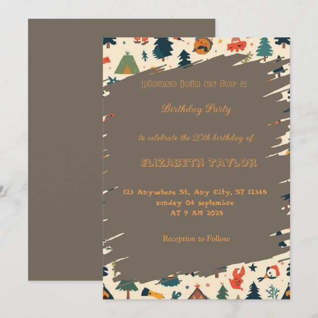 scout Camping party birthday invitation (Front/Back)