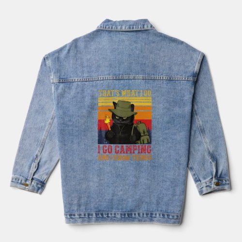 Scout Cat Camper I Go Camping And I Know Things  Denim Jacket