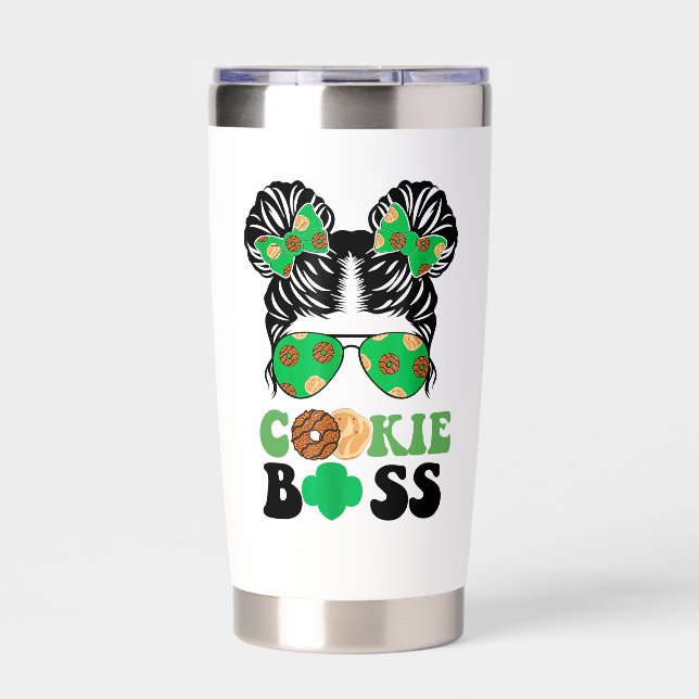 Scout Cookie Boss Girls Kidlife Messy Bun Sunglass Insulated Tumbler (Front)