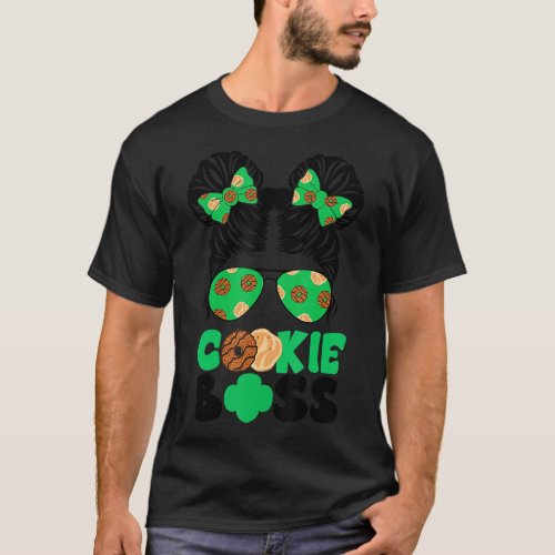 Scout Cookie Boss Girls Kidlife Messy Bun Sunglass T_Shirt