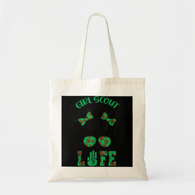 Scout  Cookie Girl Troop Leader Kidlife Messy Bun Tote Bag (Front)