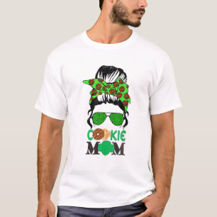 Scout Cookie Mom Girl Troop Messy Bun Sunglasses T-Shirt