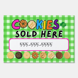 Scout Cookies Sold Here Green Yard Sign