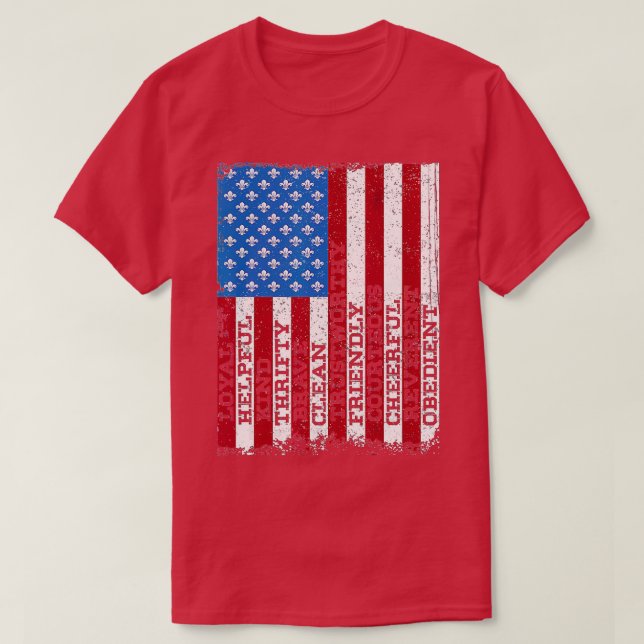 Scout Law Patriotic Scouting Lover US Flag Boy Gir T-Shirt (Design Front)