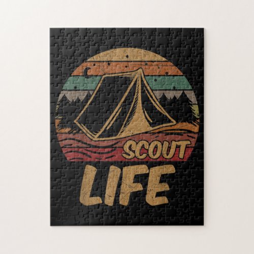 Scout Life Scouting Lovers Hiking Happy Camper Jigsaw Puzzle