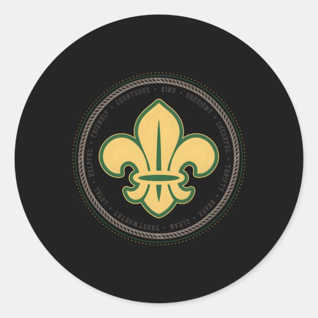 Scout Oath And Law Scout Member And Classic Round Sticker (Front)
