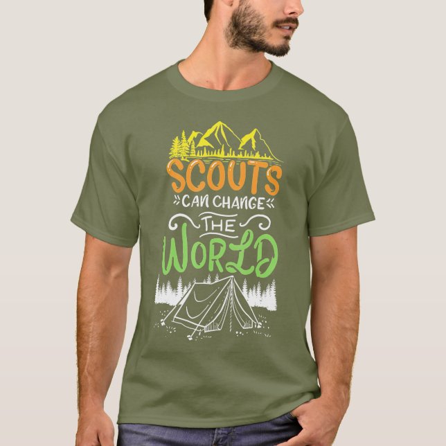Scout Scouts Camp Mountains T-Shirt (Front)