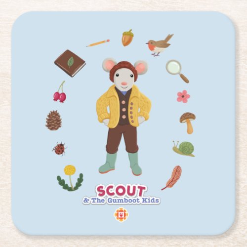 Scout  The Gumboot Kids Square Paper Coaster