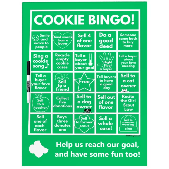 Scouting- Cookie Booth Bingo Dry Erase Board (Front)