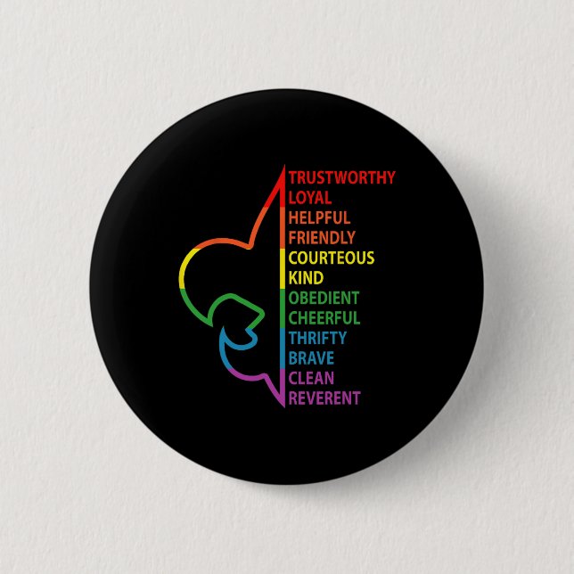 Scouting Law Scouting Camping Rainbow Colorful  Button (Front)