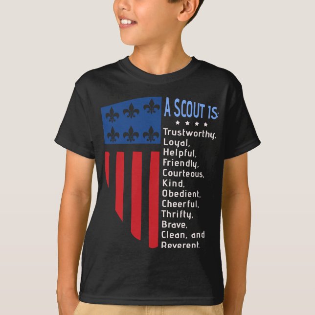 Scouting Law, US America Flag Scouting law Gift T-Shirt (Front)
