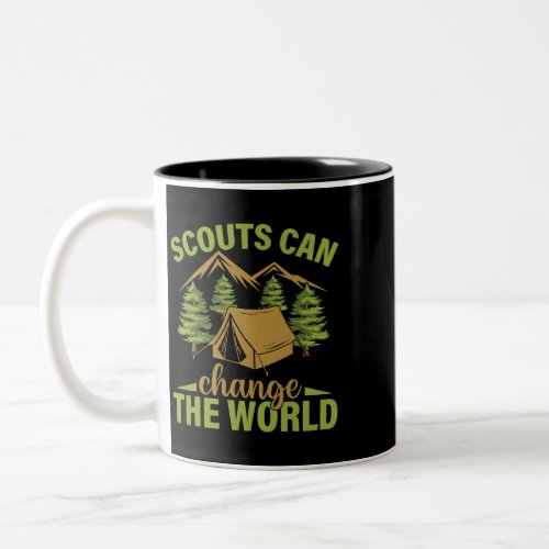 Scouts Can Change The World Hiking Scouting Two_Tone Coffee Mug