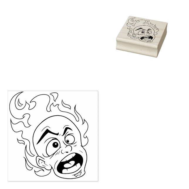 Scovillelicous Fire Head Wood Art Stamp (Stamped)