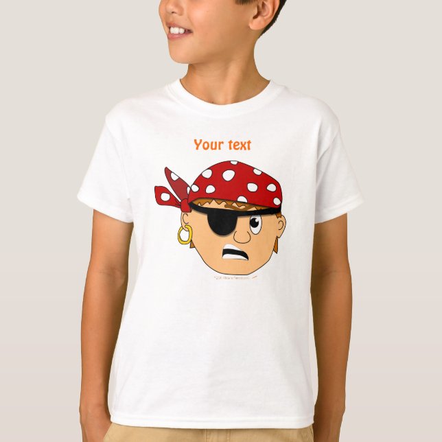 Scowling Boy Cute Pirate Stuff Customizable T-Shirt (Front)