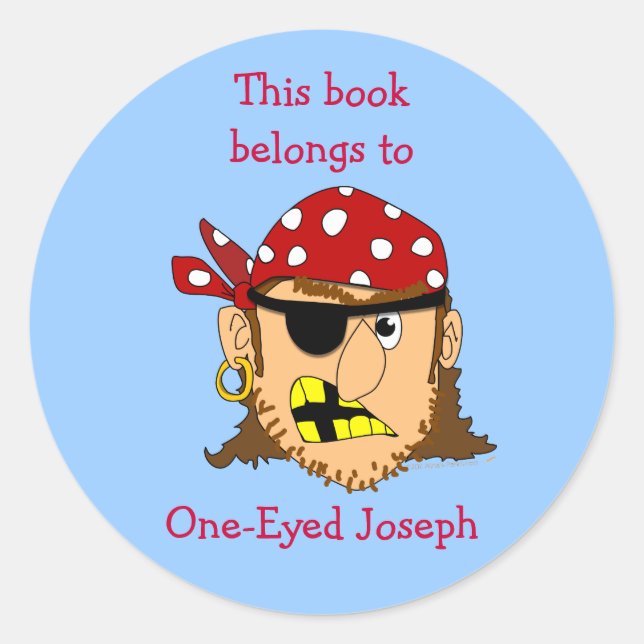 Scowling Pirate Custom Book Labels Template (Front)