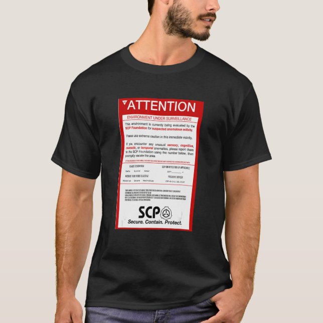 Scp Foundation Scp Foundation Suspected Anomalous  T-Shirt (Front)
