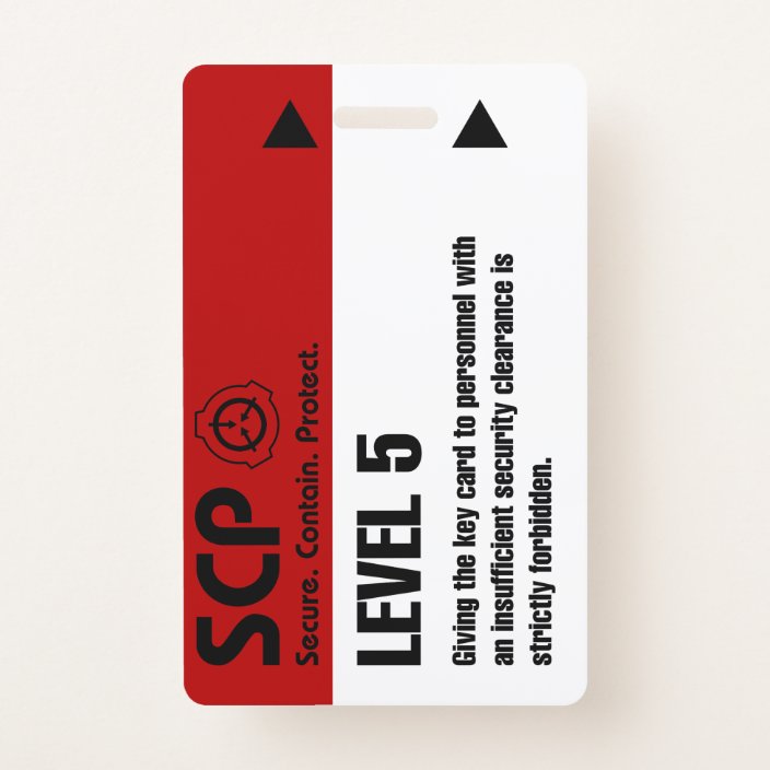 Scp Level 5 Id Card Secure Contain Protect Cosplay Badge