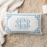 SCR Sky Blue Greek Key Script Monogram