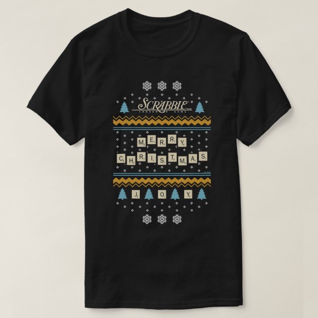 Scrabble Christmas Letter Pieces Ugly Sweater T-Sh (Design Front)