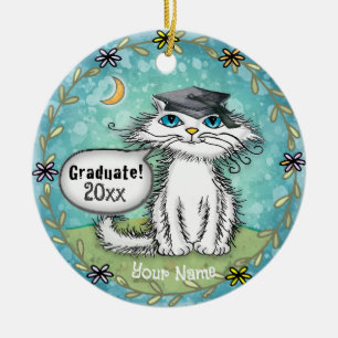 Scraggles Cat graduation ornament