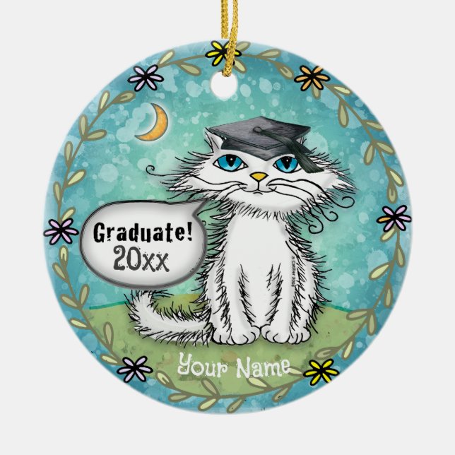 Scraggles Cat graduation ornament (Front)