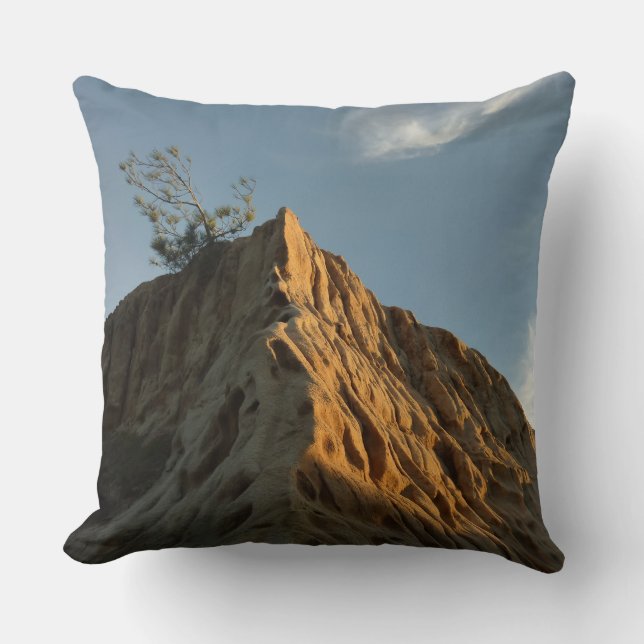 Scraggly Torrey Pine at Sunset California Coast Throw Pillow (Front)